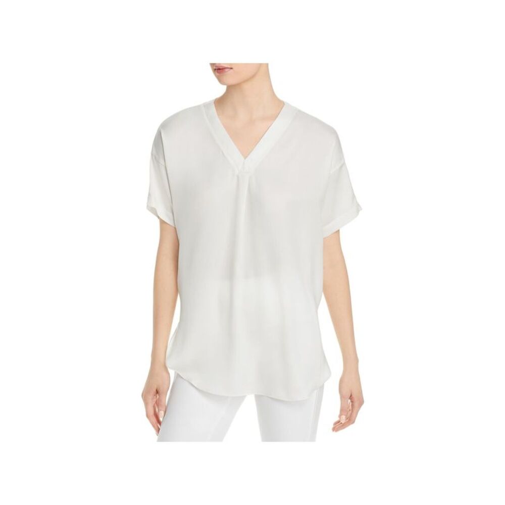 LYSSE Womens Top Stretch Short Sleeve V Neck